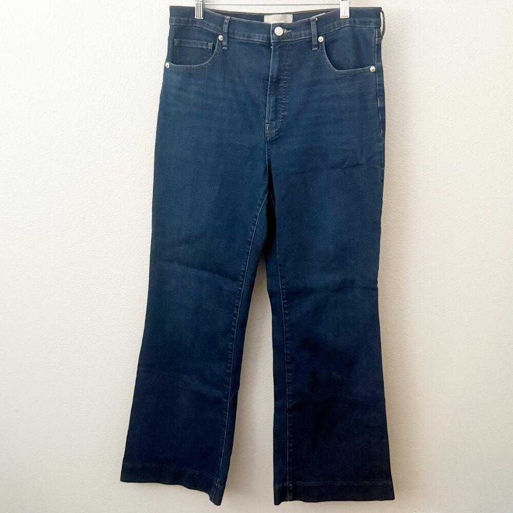 EVERLANE The Modern Flare Jean Dark Blue Denim Stretch High Rise | Size 32